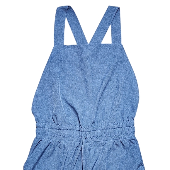 Albion Fit Classic Overall Jumpsuit Womens Small/petite Heathered Blue - Picture 3 of 10